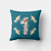 1e verjaardag Foto Collage Blauwgroen Blue Yellow  Kussen (Achterkant)