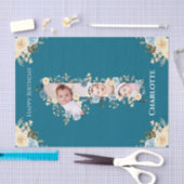 1e verjaardag Foto Collage Blauwgroen Blue Yellow  Tissuepapier (Craft)