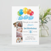 1e verjaardag foto collage nummer 1 Jongen Kaart (Staand voorkant)