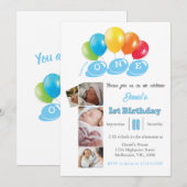 1e verjaardag foto collage nummer 1 Jongen Kaart (Voorkant / Achterkant)