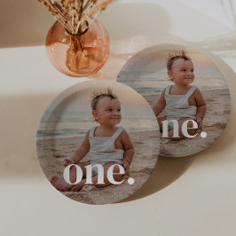 1e verjaardag foto - een papieren bordje