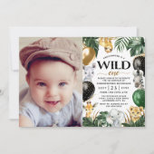 1e verjaardag Foto Oerwoud Safari Wild One Kaart (Voorkant)