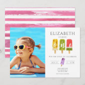 1e verjaardag foto verjaardagsfeestje kaart (Voorkant / Achterkant)