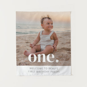 1e Verjaardag Foto Welkomstbord Wandkleed