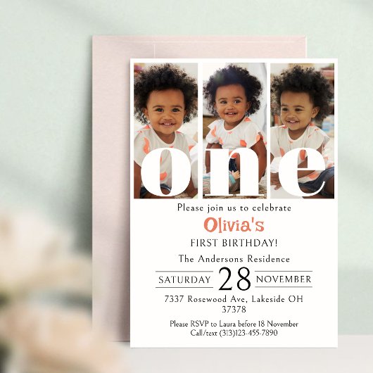 1e Verjaardag Fotocollage Geslacht Neutraal Kaart