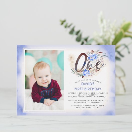 1e verjaardag fotofeest kaart (Staand voorkant)