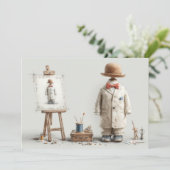 1e verjaardag Franse kunstenaar Baby Suit Paint St Kaart (Staand voorkant)