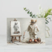 1e verjaardag Franse kunstenaar Baby Suit Paint St Kaart (Staand voorkant)