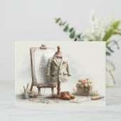 1e verjaardag Franse kunstenaar Baby Suit Paint St Kaart (Staand voorkant)