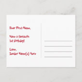 1e verjaardag: Fun Hearts-patroon, Regenboog 1 Briefkaart (Achterkant)