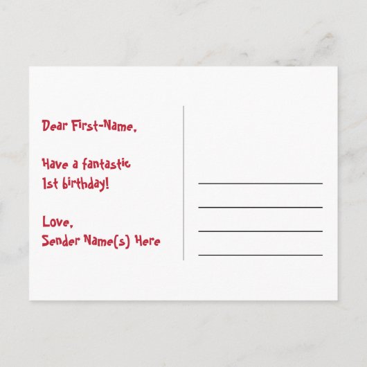 1e verjaardag: Fun Hearts-patroon, Regenboog 1 Briefkaart (Achterkant)