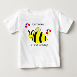 1e Verjaardag Geel Bumble Bee & Ballons Shirt