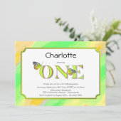1e verjaardag Geel en Groen met Stripes Kaart (Staand voorkant)