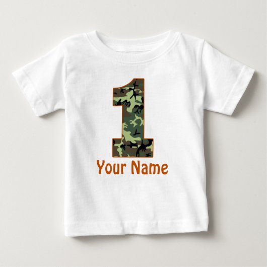 1e verjaardag gepersonaliseerd Camo Shirt (Voorkant)