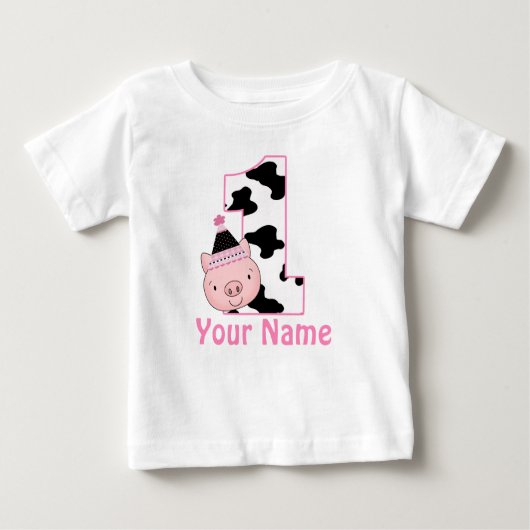 1e Verjaardag Gepersonaliseerd Kleine Piggy Shirt (Voorkant)