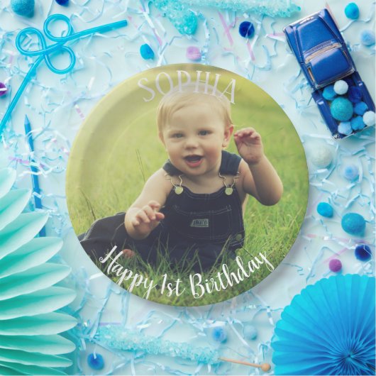 1e verjaardag gepersonaliseerd papieren bordje (Feest)