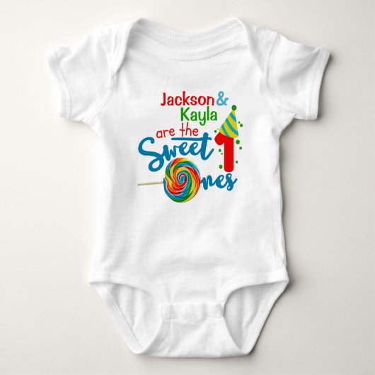 1e Verjaardag Gepersonaliseerde Baby Bodysuit voor (Voorkant)