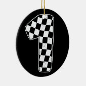 1e verjaardag geruite nummer 1 auto race vlag keramisch ornament (Rechts)
