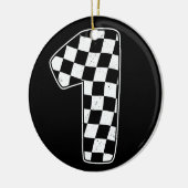 1e verjaardag geruite nummer 1 auto race vlag keramisch ornament (Links)