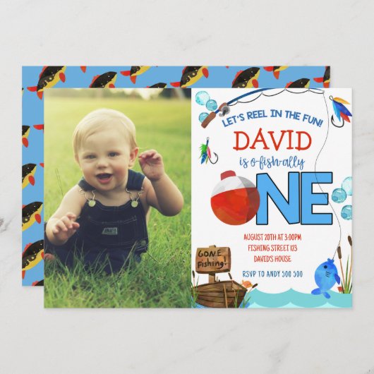1e verjaardag Gevist thema O-Fish-Ally ONE Kaart (Voorkant / Achterkant)