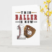 1e verjaardag: Gift Baseball Player 1 jaar oude jo Kaart (Gele Bloem)