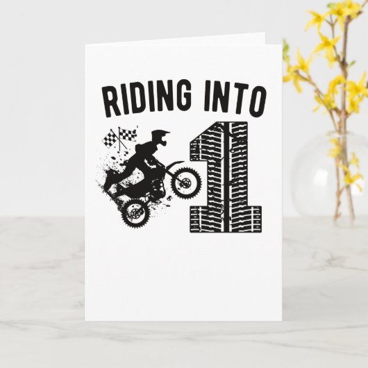 1e verjaardag: Gift Dirt Bike 1 jaar oude motocros Kaart (Gele Bloem)