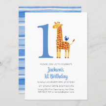 1e Verjaardag Giraffe & Bird Striped Party