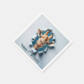 1e verjaardag Giraffe gluren door een papieren gat Servet (Hoek)