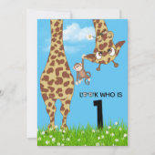 1e verjaardag Giraffe in gras Kaart (Voorkant)