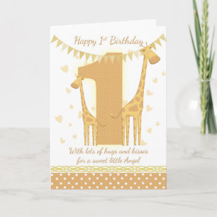 1e verjaardag Giraffe Kaart, baby's 1e Kaart