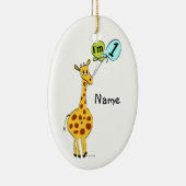1e verjaardag Giraffe met ballonnen Keramisch Ornament (Rechts)