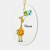 1e verjaardag Giraffe met ballonnen Keramisch Ornament (Links)