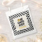 1e verjaardag glimlach gezicht retro zwart wit gro bedankzakje (Geknipt)