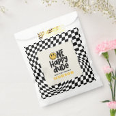 1e verjaardag glimlach gezicht retro zwart wit gro bedankzakje (Gezegeld)