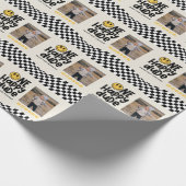 1e verjaardag glimlach gezicht retro zwart wit gro cadeaupapier (Hoek)