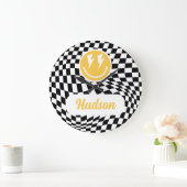 1e verjaardag glimlach gezicht retro zwart wit gro grote klok (Huis)