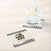 1e verjaardag glimlach gezicht retro zwart wit gro kartonnen onderzetters (Insitu)