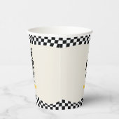 1e verjaardag glimlach gezicht retro zwart wit gro papieren bekers (Rechts)