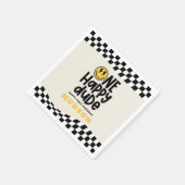 1e verjaardag glimlach gezicht retro zwart wit gro servet (Hoek)