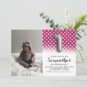 1e verjaardag Glitter Portret Kaart (Staand voorkant)