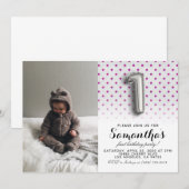 1e verjaardag Glitter Portret Kaart (Voorkant / Achterkant)
