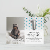 1e verjaardag Glitter Portret Kaart (Staand voorkant)
