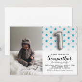 1e verjaardag Glitter Portret Kaart (Voorkant / Achterkant)