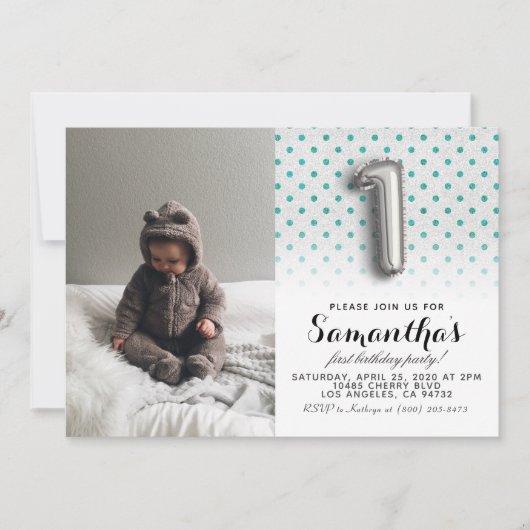 1e verjaardag Glitter Portret Kaart (Voorkant)