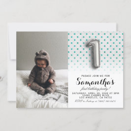 1e verjaardag Glitter Portret Kaart