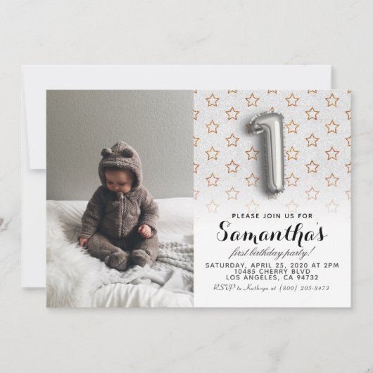 1e verjaardag Glitter Portret Kaart (Voorkant)