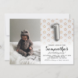 1e verjaardag Glitter Portret Kaart