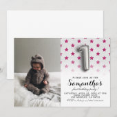 1e verjaardag Glitter Portret Kaart (Voorkant / Achterkant)