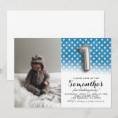 1e verjaardag Glitter Portret Kaart (Voorkant / Achterkant)
