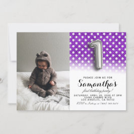 1e verjaardag Glitter Portret Kaart